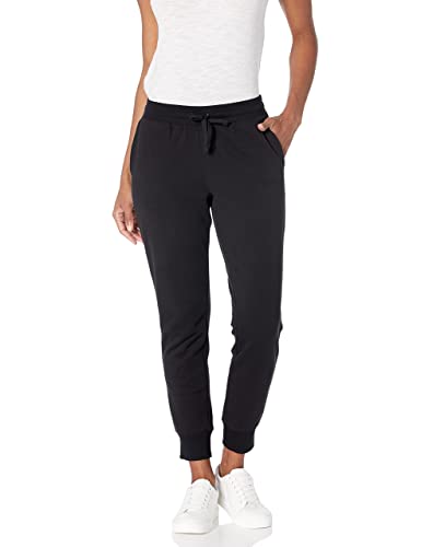 Amazon Essentials Women's French Terry Fleece Jogger Sweatpant (Available in Plus Size), Black, Medium