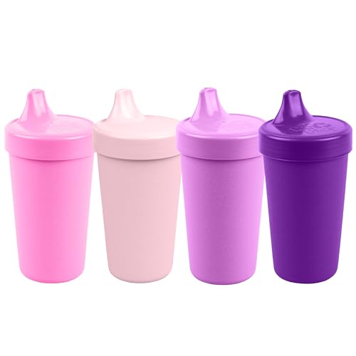 Re Play Made in USA 10 Oz. Sippy Cups for Toddlers, Pack of 4 - Reusable Spill Proof Cups for Kids, Dishwasher/Microwave Safe - Hard Spout Sippy Cups for Toddlers 3.13" x 6.25", Princess