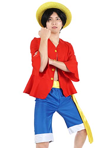 Anime Cosplay Costume for Monkey D. Luffy After 2 Years Separation Shirt Pants Sets for Adults Summer S-XXL (XXL)