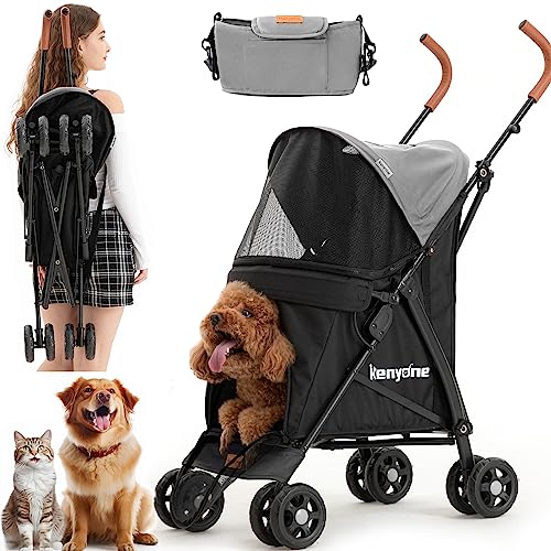 Kenyone Dog Stroller for Small Dogs, Lightweight Pet Stroller for Small Dogs, Premium Portable Compact Travel Dog Stroller for Small and Medium Cats, Dogs, Puppy