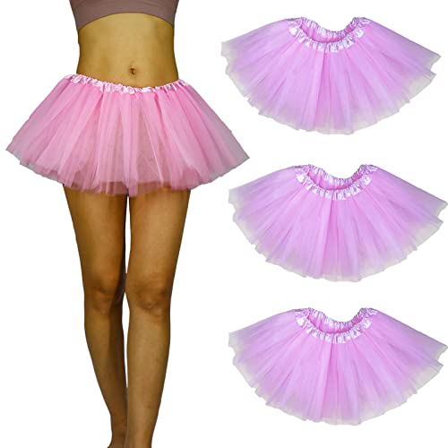 Tutu Skirt Women's Athletic Tutus 5-Layered Tulle Skirts Costumes Skirts Teens Ballet Running Skirts Classic 3 Pack Pink