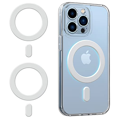 OUTXE Magnetic Adapter Ring 2Pack, Universal Magnet Sticker Compatible with Magsafe Accessories & Wireless Charging for iPhone 15/14/13/12 Mini Plus Pro Max, Galaxy S23/S22 Ultra and Phone Case -White