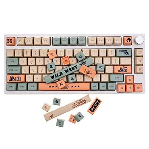 GK GAMAKAY 134 Keys West Cowboy Keycaps, SDA Profile PBT Dye-Sub Keycap Suitable for LK67 TK75 /87/98/104/108 Layout Mx Gateron Switch Mechanical Gaming Keyboard (Wild West Theme)