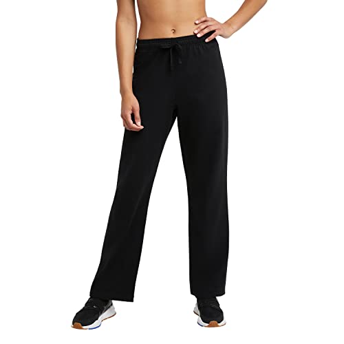 Champion Women's Pant Everyday Jersey, Drawstring Cotton Sweatpants, 31.5" (Plus Size), Black, 1X