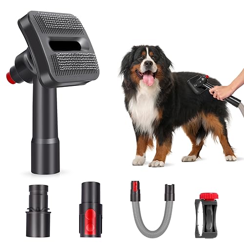 Groom Tool Kit compatible with Dyson Vacuums,Pet Dog Hair Brush Vacuum Attachment for V6/7/8/10/11/15,Suitable for Medium-long Hair Dog,Vacuum-Assisted Dog Groomer Mess-free Grooming Self-Cleaning