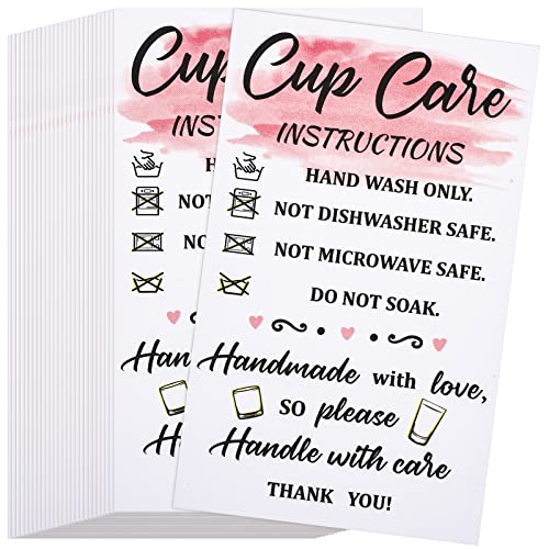 200 Pieces Tumbler Cup Cards,Cup Care Instructions Cards, Cup of Care Mug Insert for Business, Customer Directions Cards, Online Shop Package Insert (Vibrant Style)