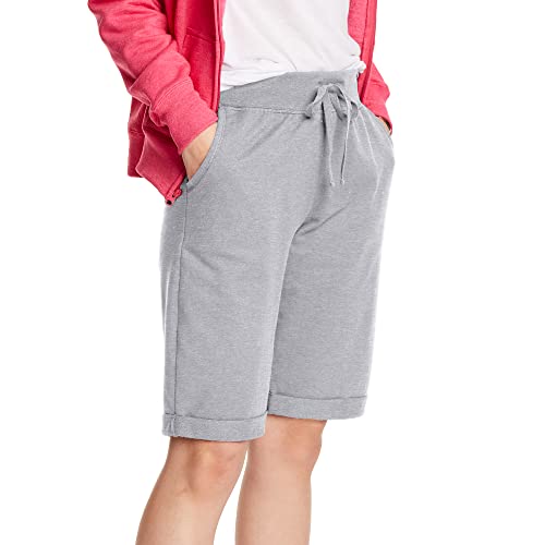 Hanes Women's French Terry Bermuda Pocket Short, X-Large, Light Steel