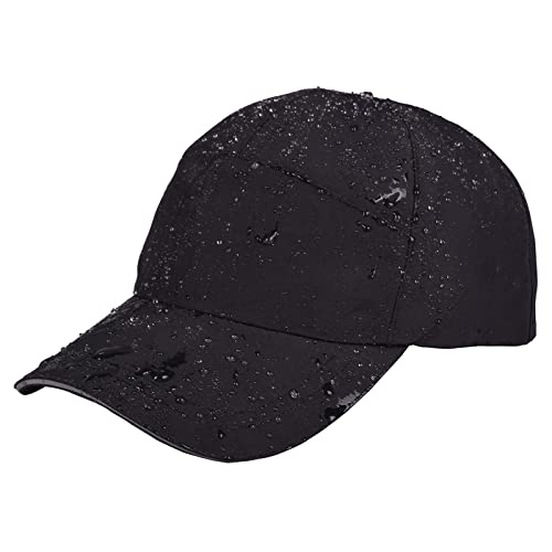 Mens Waterproof Cap Lightweight and Quick Drying Outdoor Cap for Women Adjustable Fishing Hunting Black