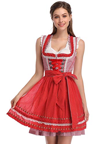 GloryStar Women's German Dirndl Dress Costumes for Bavarian Oktoberfest Carnival Halloween 2XL