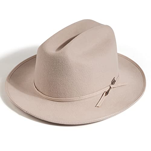 Open Road Hat Rancher Hat Wool Felt for Men Women Wide Brim Fedora Hats Vintage Airway Vented Panama Hats