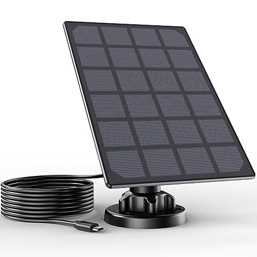 VISION WELL 3W Solar Panel with 10ft Charging Cable for Wireless Outdoor Security Camera, Suitable for Rechargeable Battery Powered Camera and Waterproof