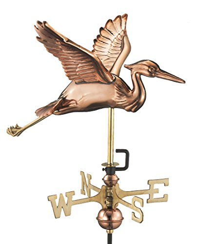 Good Directions 8805PR Blue Heron Cottage Weathervane, Polished Copper with Roof Mount