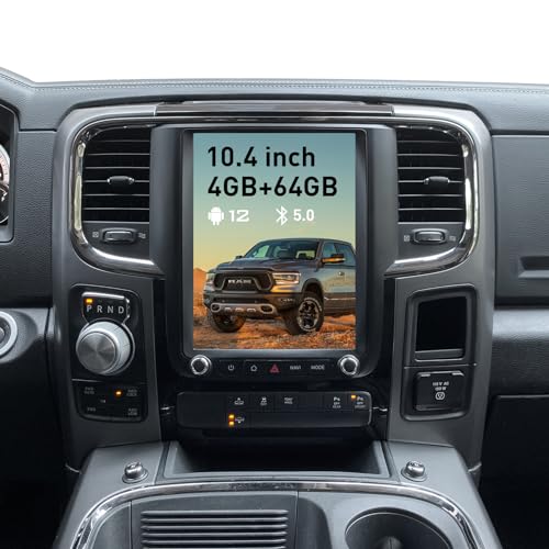 for Dodge Ram 1500 2500 3500 2013-2018 Car Radio10.4 Inch T Style Stereo Android 12 GPS Navigation Wireless Carplay 5G WiFi 4G+64G Bluetooth 5.0 DSP AUX/Fiber Optic Out 2023 New Upgrade