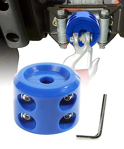 ESEWALAS Rubber Winch Stopper,Winch Cable Hook Stopper,Rubber Rope Line Saver,Winch Cable Hook Rubber Stopper with Stainless Steel Screws and Nuts,Rubber Hook Stopper for Synthetic Winch Rope (Blue)