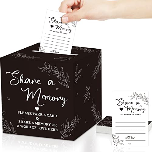 Pajean 50 Pcs Greenery Share a Memory Cards for Collections of Life, Memory Cards Box Guest Card Ideas for Funeral Graduation