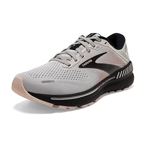 Brooks Women's Adrenaline GTS 22 Supportive Running Shoe - Grey/Rose/Black - 8.5 Wide