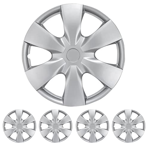 BDK Wheel Guards  (4 Pack) Hubcaps for Car Accessories Wheel Covers Snap Clip-On Auto Tire Rim Replacement for 15 inch Wheels 15 Hub Caps (Triangular Spokes)