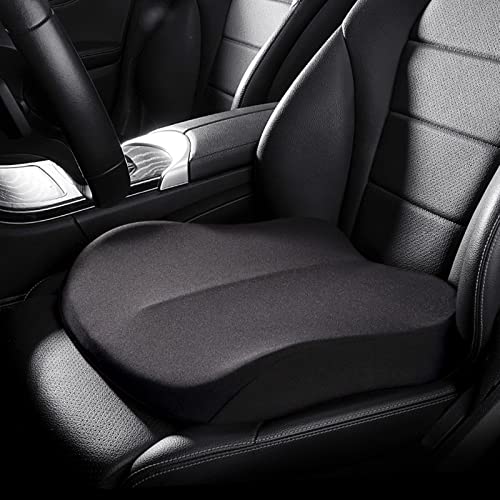 PRELGOSP Adult Car Seat Cushion, Portable Car Booster Cushion, Soft Non-Slip Car Seat Cushions for Driving, Office, Home, Effectively Increase The Field of View by 10cm/ 3.9in,Black