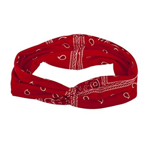Lux Accessories Red Bandana Print Knot Front Headband