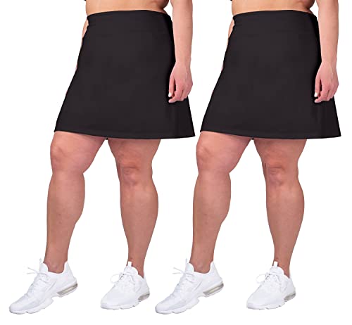2 Pack Tennis Skorts Plus Size Skirts for Women High Waisted Active Skort Golf and Tennis Skirts for Women Black and Black 3X