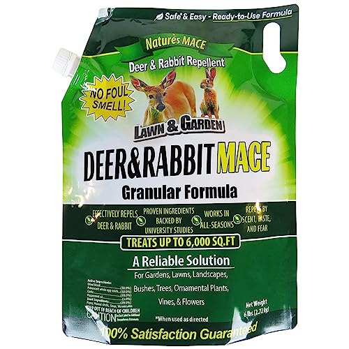 Nature's MACE Deer & Rabbit Repellent 6lb / Covers 6,000 Sq. Ft. / Repel Deer from Your Home & Garden/Safe to use Around Children, Plants & Produce/Protect Your Garden Instantly