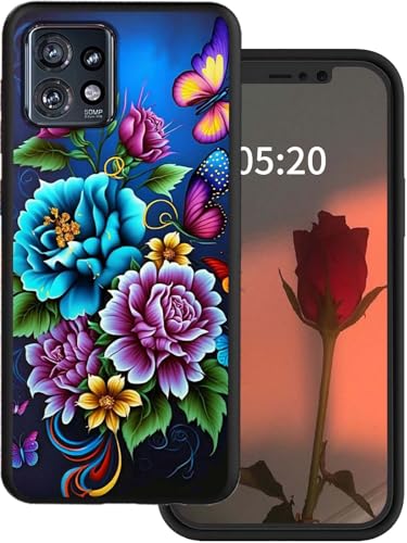 for Motorola Moto Edge Plus 2023 Case for Moto Edge+ (2023) / Edge 40 Pro Phone Case with Flowers and Butterflies Pattern Slim Soft TPU Silicone Rubber Shockproof Cover Case for Moto Edge+ 2023