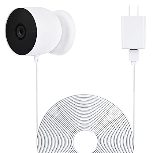 wochel Power Cable Compatible with Google Nest Cam Outdoor or Indoor, Battery, 25Ft/7.5m Flat Weatherproof Outdoor Charging Cable Continuously Power Your Nest Camera - White