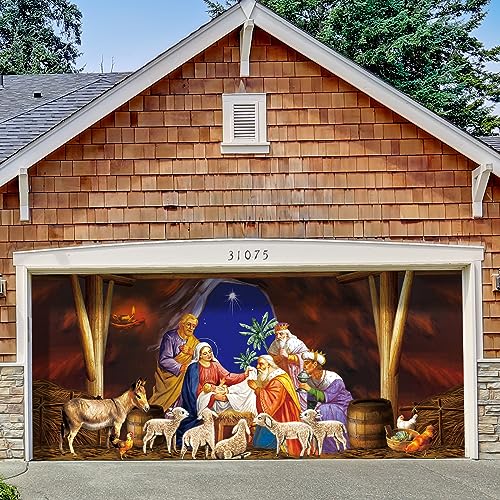 Christmas Garage Door Decorations Merry Christmas Garage Door Cover Garage Banner Garage Door Murals 6 x 13 ft Large Christmas Backdrop Decoration for Xmas Holiday Party Supplies