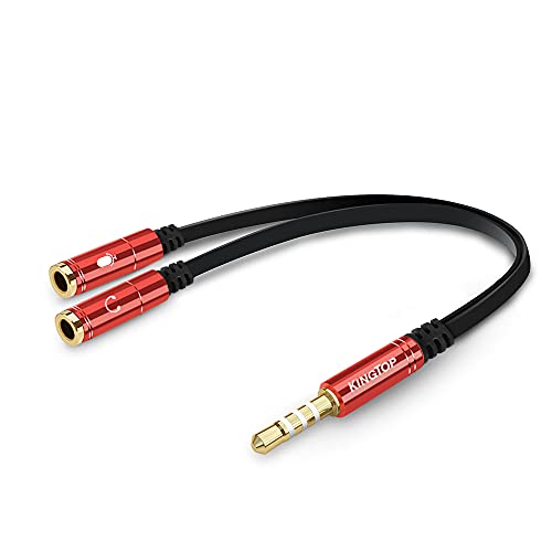 KINGTOP 3.5mm Combo Audio Adapter Cable Compatible for PS4,PS5,Xbox One S,Switch,Tablet,Mobile Phone,PC Gaming Headsets and New Version Laptop (Red)