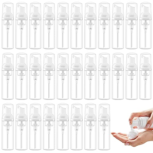 30 Pack 60ml 2 oz Plastic Pump Dispenser Bottles with Foaming Soap Pump,Refillable Portable Travel Pump Bottles for Liquid Soap.