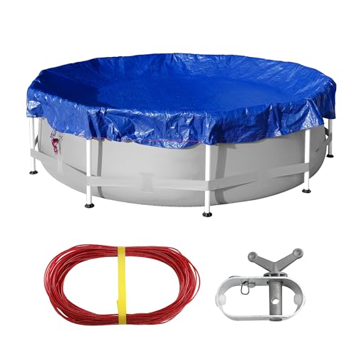 27FT Winter Pool Cover for Above Ground Pools, Solar Round Pool Cover, Small Swimming Pool Cover, Keeps Out Debris, Cold and UV Resistant,Endure Extreme Cold as Low as 22F,Blue