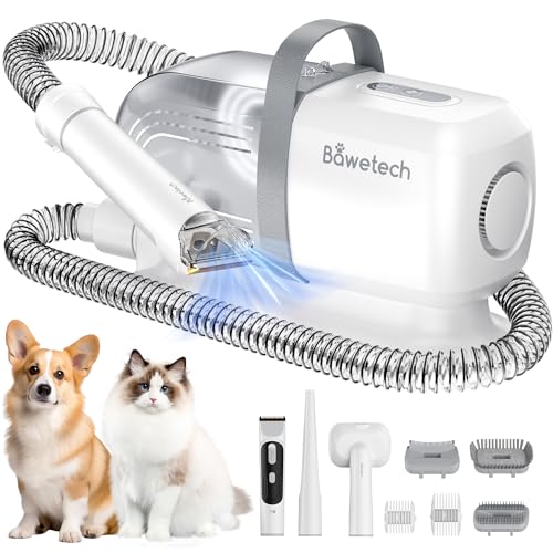 Bawetech Dog Grooming Vacuum, One-Stop Pet Grooming Kit with Dog Clipper and 5 Tools, 113 Dryer, Suction 99% Pet Hair, 2L Large Capacity, Low Noise Vacuum Groomer for Dogs Cats and Home Cleaning, B2