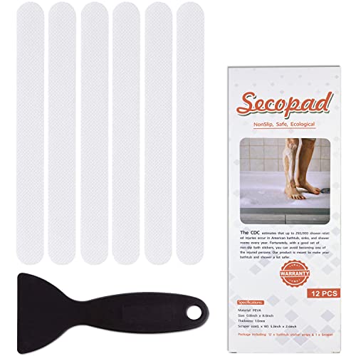 Secopad Anti Slip Shower Stickers, Safety Bathtub Strips Adhesive Decals with Premium Scraper for Bath Tub Shower Stairs Ladders Boats