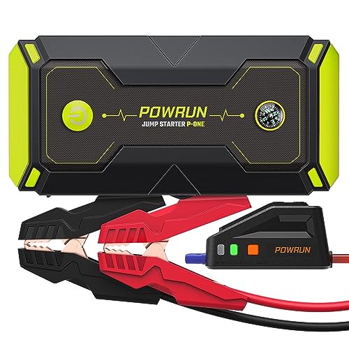 Powrun P-ONE Jump Starter, 2000A Portable Jump Box - Car Jump Starter Battery Pack for up to 8.0L Gas and 6.5L Diesel Engines, 12V Battery Jump Starter with LCD Display (Orange)