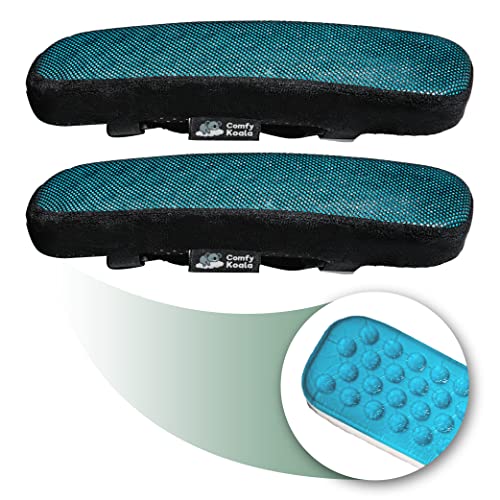 Memory Foam Armrest Pads - Office Chair armrest Pads with Cooling Gel - Wheelchair armrest Covers - Gaming Chair Arm Cushions Pads -Computer Chair Arm Covers - Desk Chair Elbow Pillow