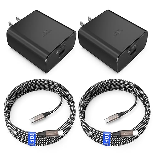 45W USB-C Charger, 2-Pack 45 Watt Samsung Super Fast Charger Type C Wall Charging Block with 2X 10FT Type C Cable for Samsung Galaxy S23 Ultra/S23/S23+/S22 Ultra/S22+/S22/S20/S21,Note 10/20,Tab S9/S8