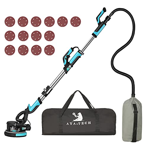 Drywall Sander, Pole Electric Drywall Sander with Vacuum, 750W 6.5A Popcorn Ceiling Removal Tool Machine 7 Variable Speed Patented Fixture for Ceiling 26FT Power Cable, 14 Pcs Sanding Discs