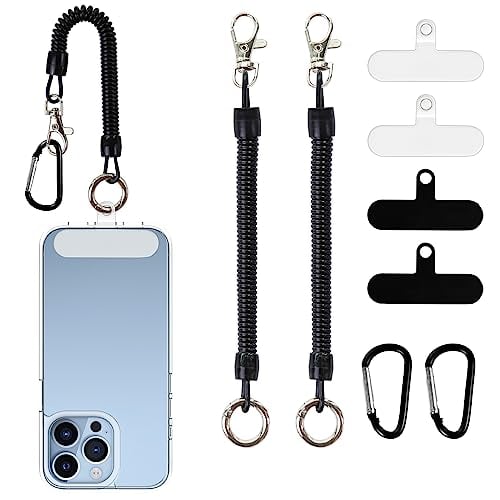 Phone Lanyard Tether with Patch, JingRoom for Skiing Hiking Cycling Climbing (2*Tether+ 4*Patch + 2*Carabiner Clip)