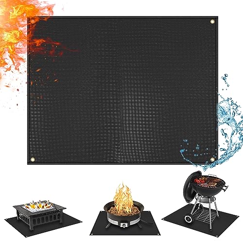 Amerbro 36 x 30 inch Under Grill Mats for Outdoor Grill - Fireproof Grill Mats for Outdoor Grill Deck and Grass Protector - Water Resistant & Oil Proof- Easy to Clean Fire Pit Mat, Fireplace Mat
