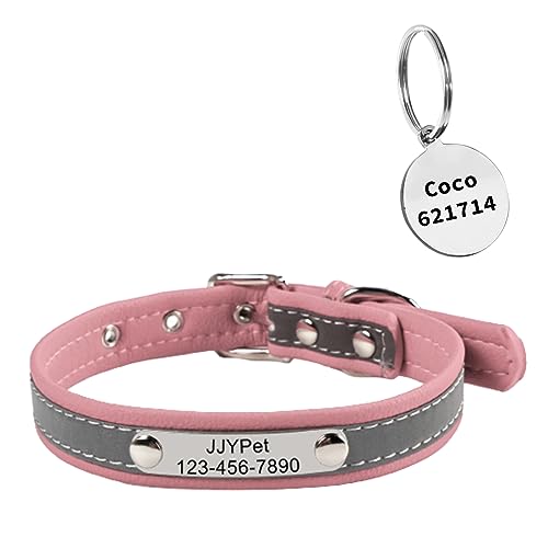 M JJYPET Personalized Dog/Cat Collars Engraved Pet Collar with Name Plated,Reflective,Colorful Customized Dog Collar with ID Tags for Puppy Small Medium Large Dog and Cats