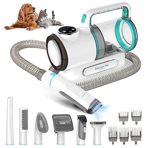 Famree Pet Grooming Vacuum for Dogs, 6 in 1 Pet Grooming Kit & Vacuum Powerful Suction 99% Pet Hair, Detachable Dog Brush Vacuum for Shedding, Professional Grooming Vacuum for Dogs&Cats