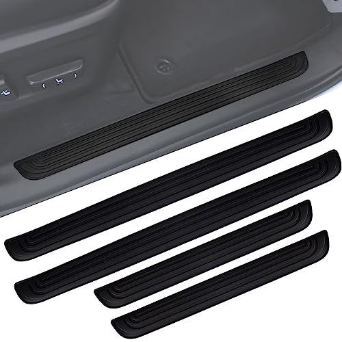 SINGARO Car Door Threshold Protection, 4PCS Door Edge Step Dust Shield Cover, Door Width 19.8x1.57inch Car/SUV Universal Rubber Scratch Resistant Exterior Accessories (Black)