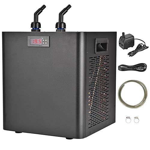 79 Gal Aquarium Chiller 1/3 Hp Water Chiller Hydroponics Cooler 320 L Fish Tank Cooling System with Quiet Pump and 3 M Pipe For Hydroponics Freshwater Saltwater Fish Coral Shrimp Jellyfish 110V