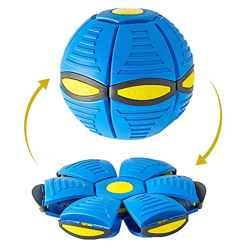 Flying Saucer Ball, Pet Toy, Outdoor Flying Saucer Ball for Dogs, Deformation Rebound Ball Stomp Ball, Magic UFO Ball (Blue)