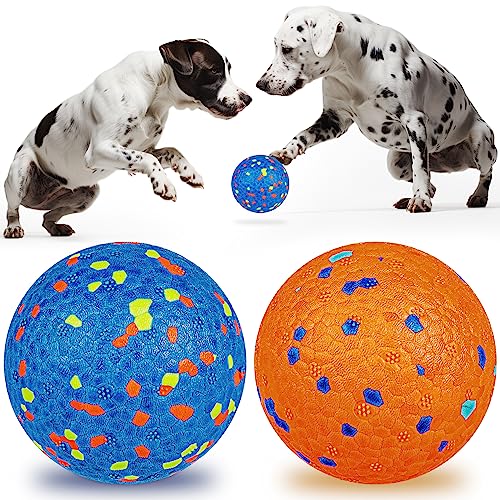 Dog Balls Toys Tennis Ball Dog Chew Toys for Aggressive Chewers 2.91'' Indestructible Durable High Elasticity Interactive Dog Balls for Large Medium Small Puppy Training Catch & Fetch Water-Floating