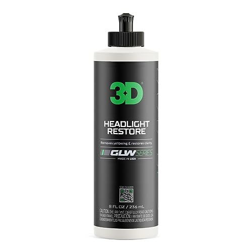 3D Headlight Restore GLW Series | Restores & Polishes Headlights | Removes Dullness, Yellowing and Oxidation | Crystal Clear Optics | Improves Original Clarity | Great for Cars, Trucks, SUVs, RVs 8 oz