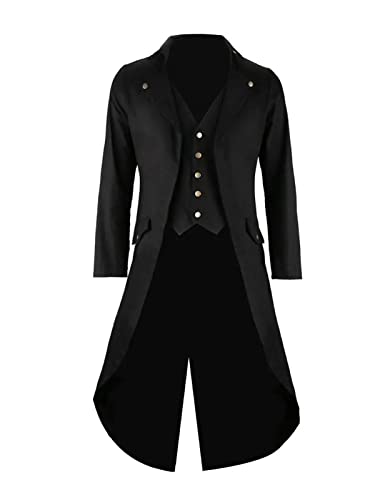 GOLDSTITCH Mens Black Vintage Tailcoat Jacket Fancy Cool Cosplay Costume Robe Black X-Large