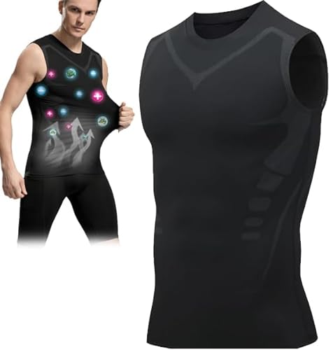 2023 New Ionic Shaping Vest, MENIONIC Tourmaline PostureCorrector Vest, ENERGXCEL Ionic Shaping Vest for Men to Build a Perfect Body (XXL, Black)