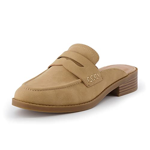 CUSHIONAIRE Women's Prescott Slip On Mule +Memory Foam, Wide Widths Available, Tan 8