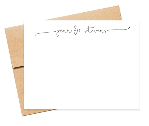 Romantic Script - Personalized Stationery Stationary Note Cards Set with Envelopes